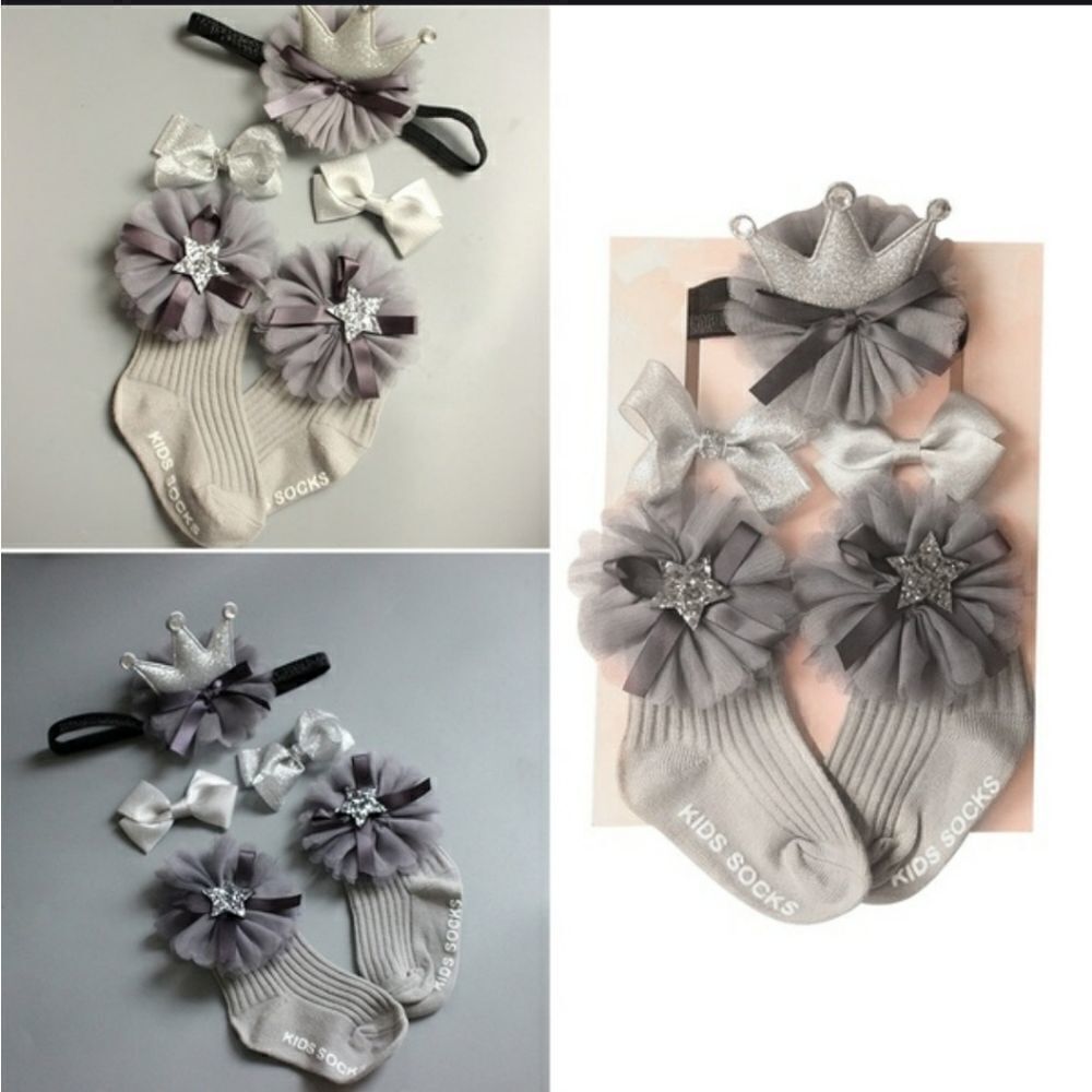 NIB Chicbaby Gray & Silver Hair Accessories & Sock